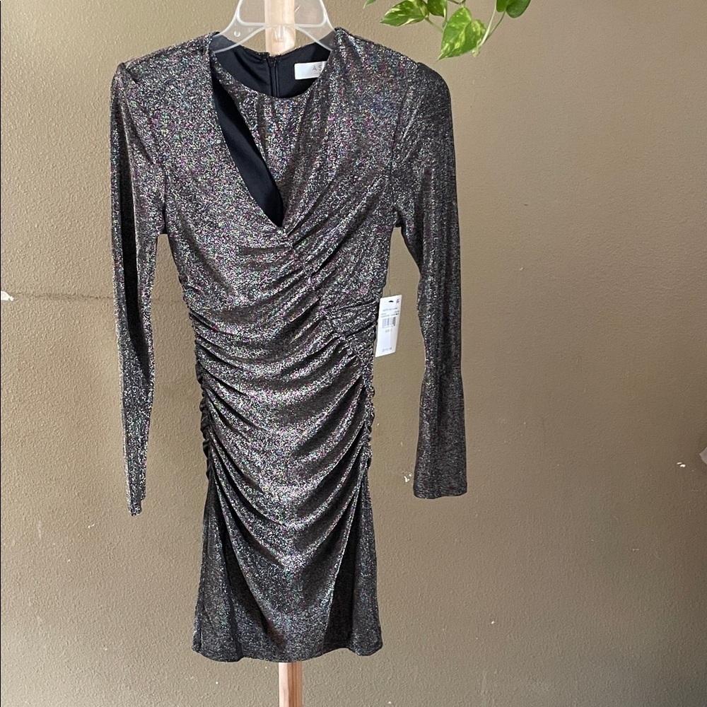 Astr Shimmering Long Sleeve Dress